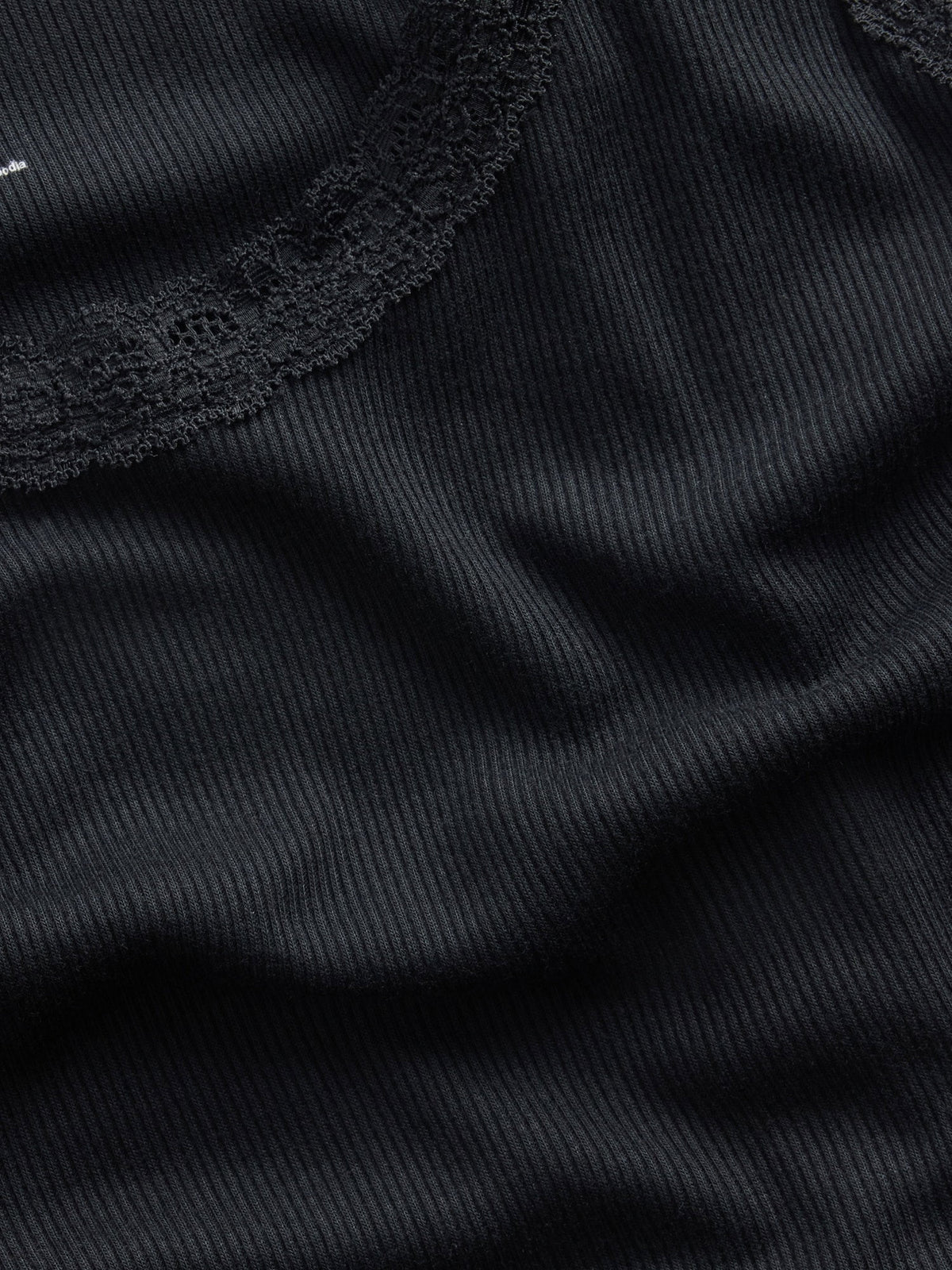 Siyah Mini Fitilli Dantel Detaylı Askılı Pijama Üstü