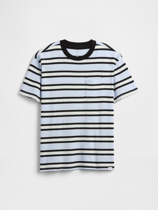 Açık Mavi Kids Everyday Soft Stripe Pocket T-shirt