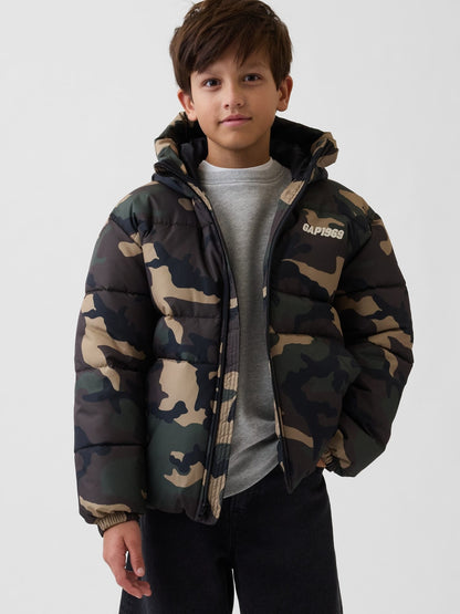 Kamuflaj Midweight Hooded Puffer Şişme Ceket