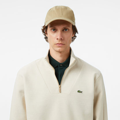 Lacoste Erkek Classic Fit Yarım Fermuarlı Monogram Krem Sweatshirt