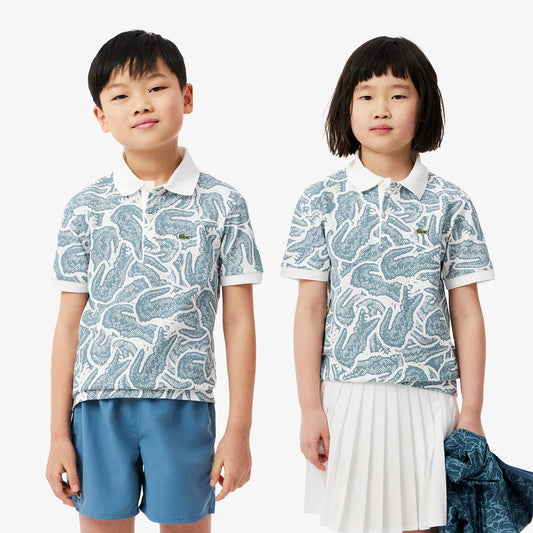 Lacoste Çocuk Baskılı Mavi Polo