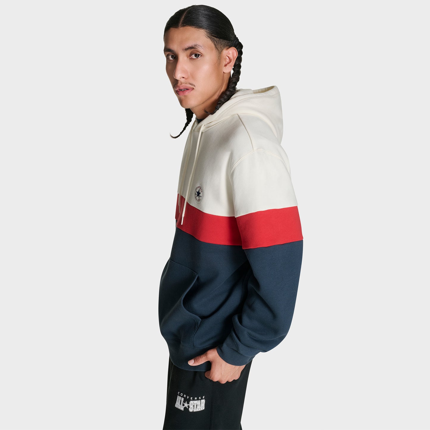 Converse Color Block Pullover Erkek Lacivert Sweatshirt