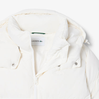 Lacoste Kadın Regular Fit Kapüşonlu Beyaz Şişme Mont