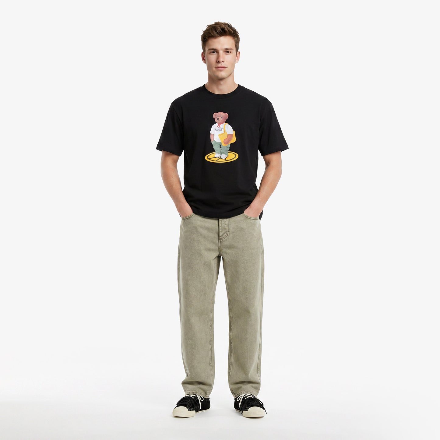 Market Stand For Peace Bear Erkek Siyah T-shirt