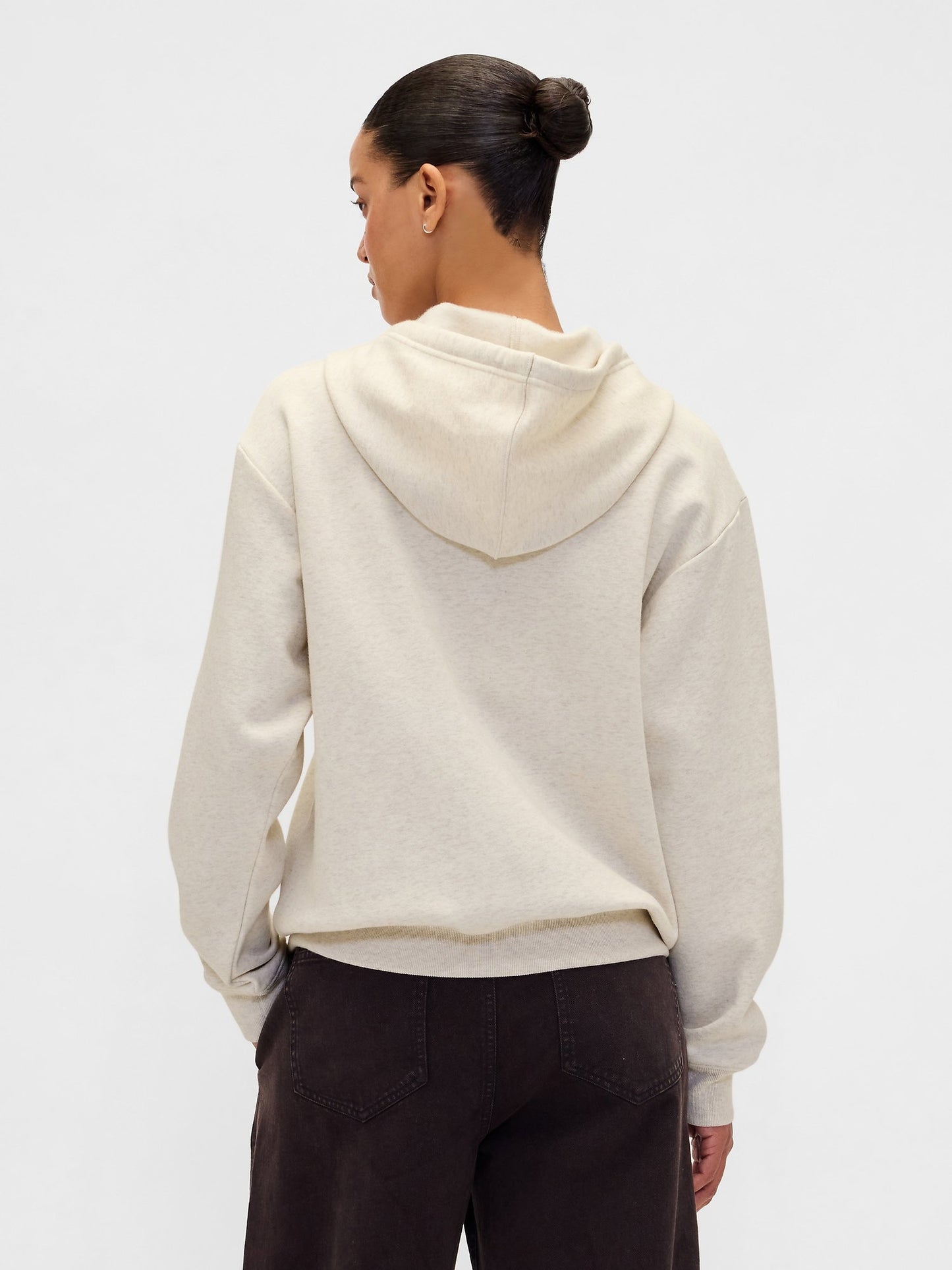 Krem Gap Logo Relaxed Fleece Fermuarlı Sweatshirt
