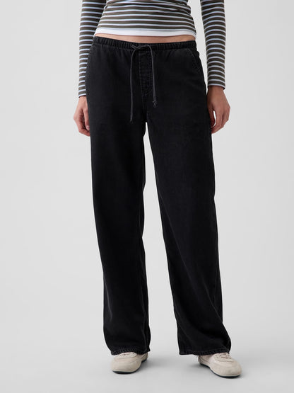 Siyah Low Rise Ultrasoft Easy '90s Loose Jean Pantolon