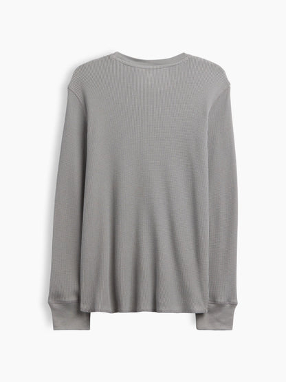 Açık Gri Waffle-knit Bisiklet Yaka T-shirt