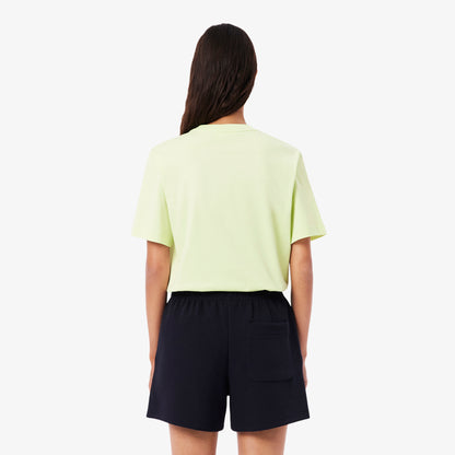 Lacoste Kadın Relaxed Fit Bisiklet Yaka Sarı T-shirt