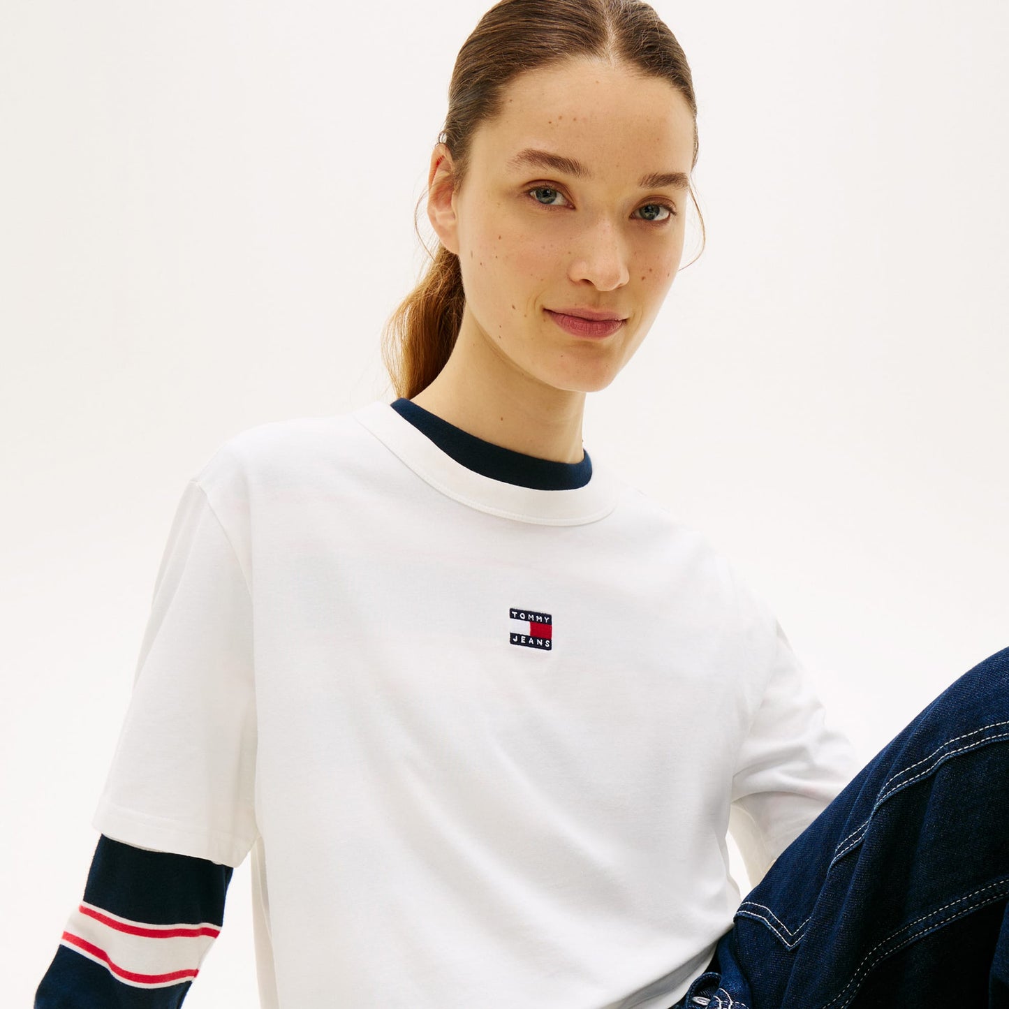 Tommy Hilfiger Bxy Badge Kadın Beyaz T-shirt