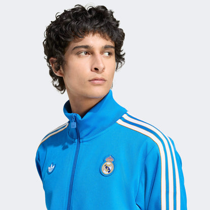 Adidas Real Madrid Terrace Icons Erkek Mavi Fermuarlı Sweatshirt