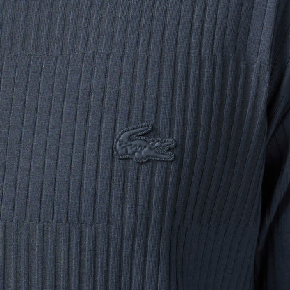 Lacoste Erkek Regular Fit Bisiklet Yaka Çizgili Koyu Gri T-shirt