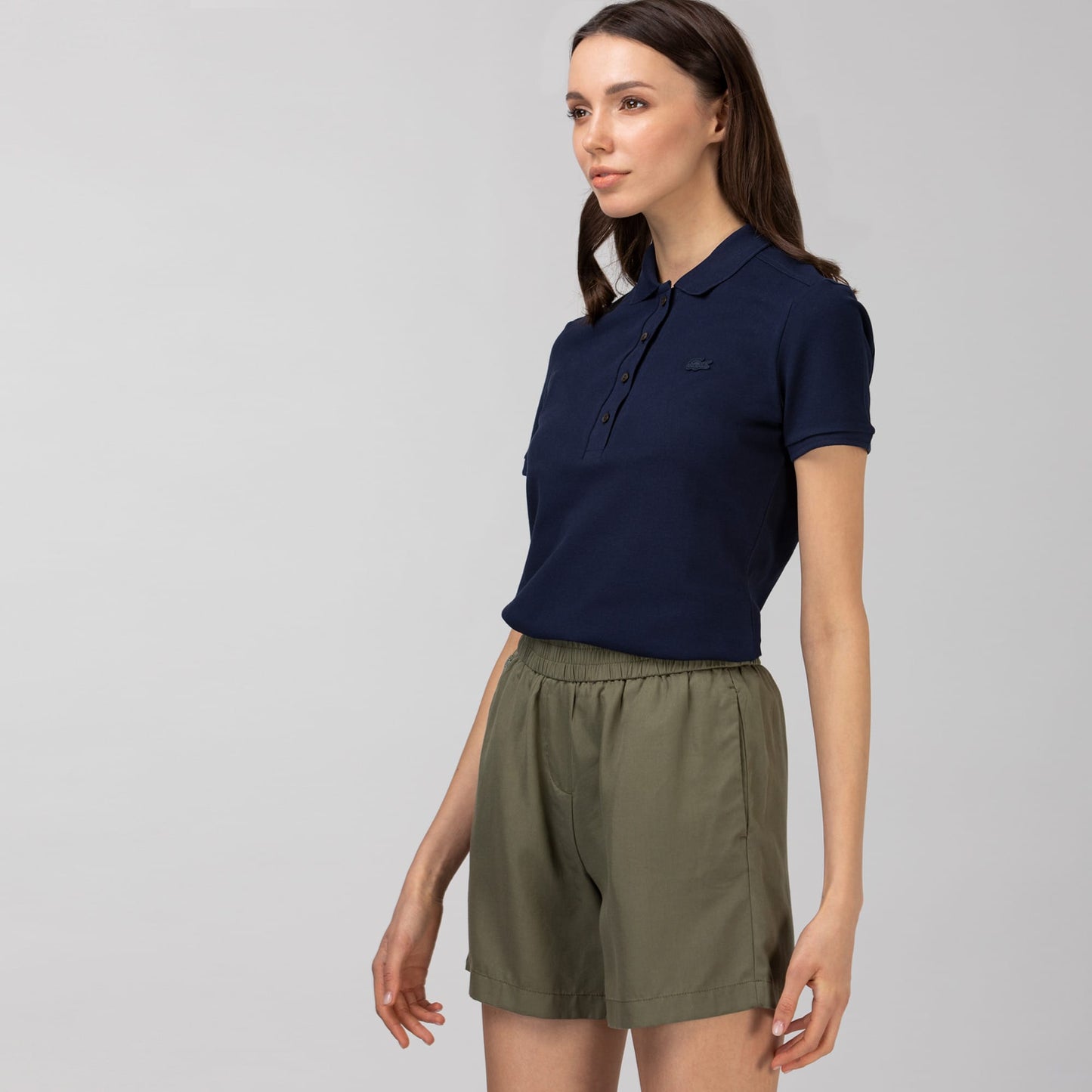 Lacoste L.12.d Kadın Slim Fit Lacivert Polo