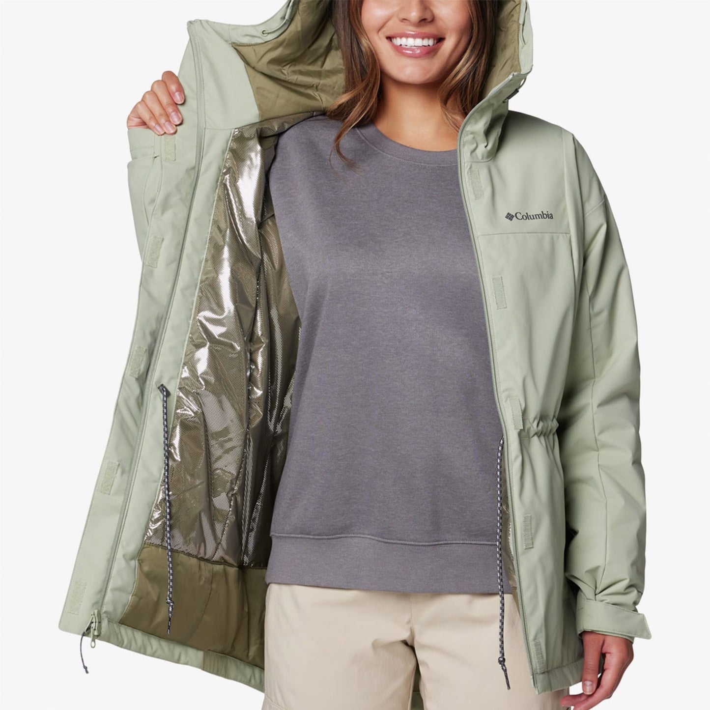 Columbia Siyah Hikebound Ii Long Insulated Kadın Yeşil Mont