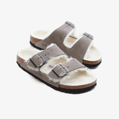 Birkenstock Suede Shearling Unisex Gri Terlik