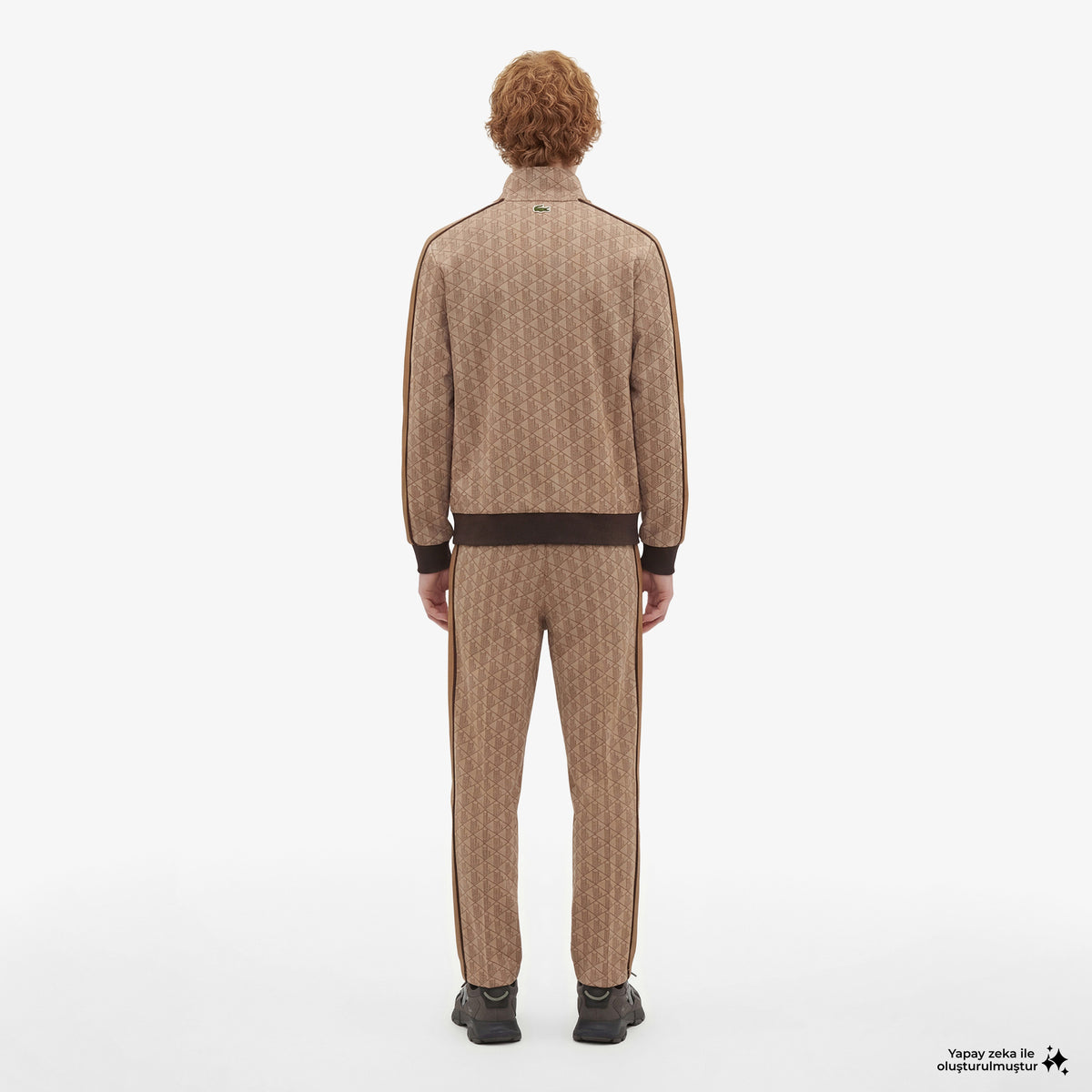 Lacoste Erkek Regular Fit Dik Yaka Monogram Kahverengi Sweatshirt
