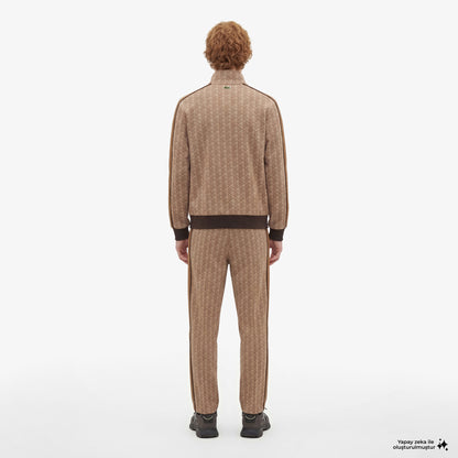 Lacoste Erkek Regular Fit Dik Yaka Monogram Kahverengi Sweatshirt