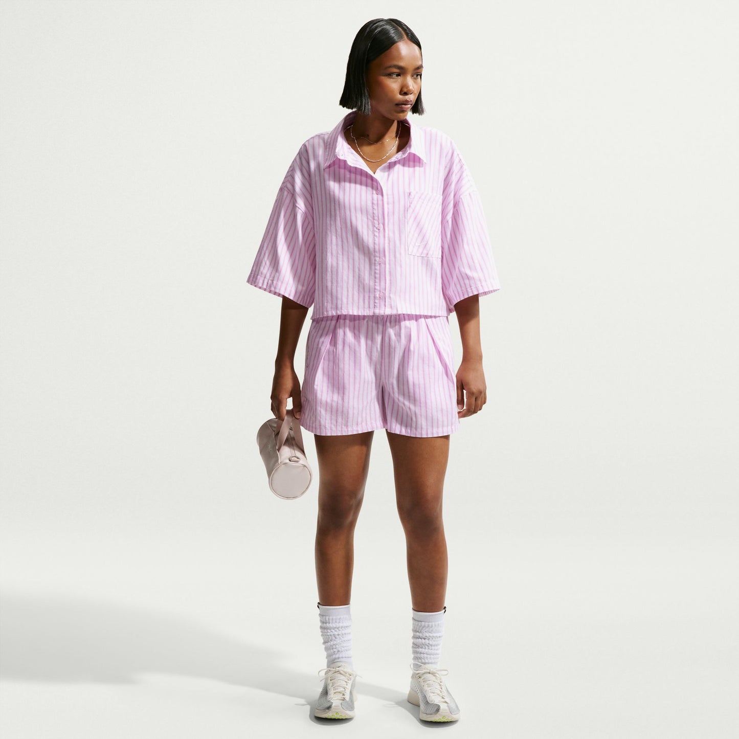 Nike Offline Woven Poplin Stripe Kadın Mor T-shirt