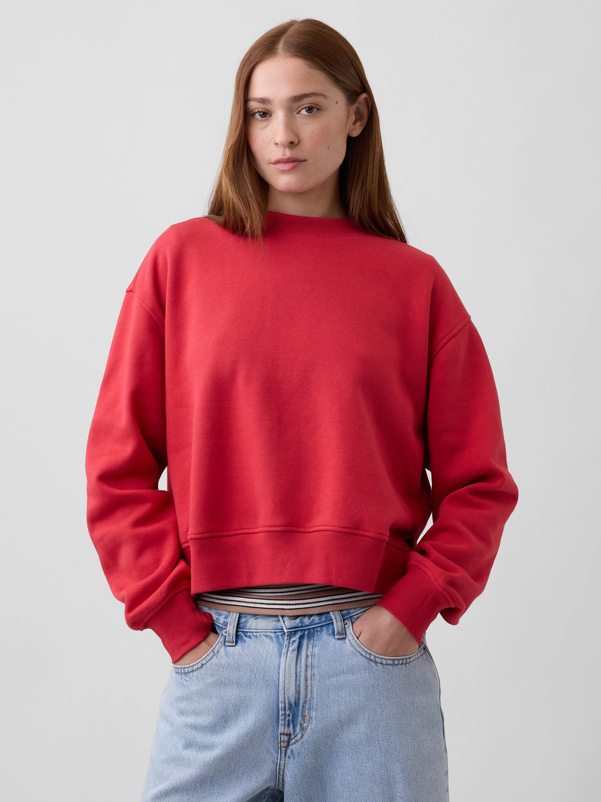 Kırmızı Vintagesoft Oversized Split-hem Sweatshirt