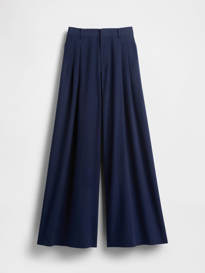 Koyu Mavi Gapstudio Mid Rise Pileli Baggy Pantolon