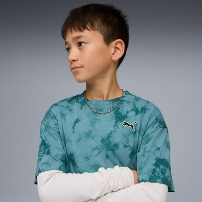 Puma Essentials Relaxed Tie-dye Çocuk Yeşil T-shirt