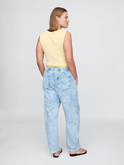 Açık Mavi High Rise Kolay Barrel Jean Pantolon