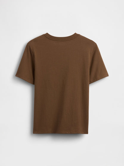 Kahverengi Grafik Baskılı T-shirt