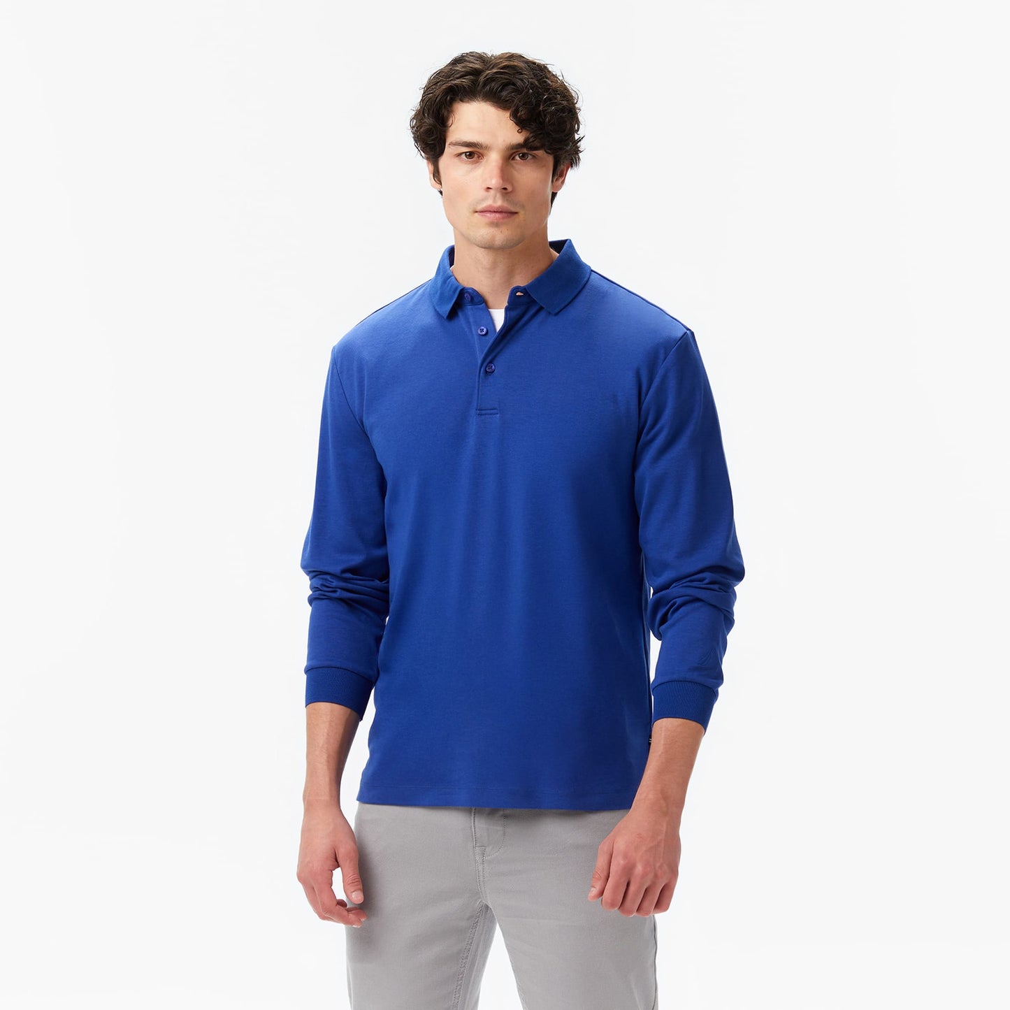 Nautica Erkek Mavi Classic Fit Uzun Kollu Polo Yaka T-shirt