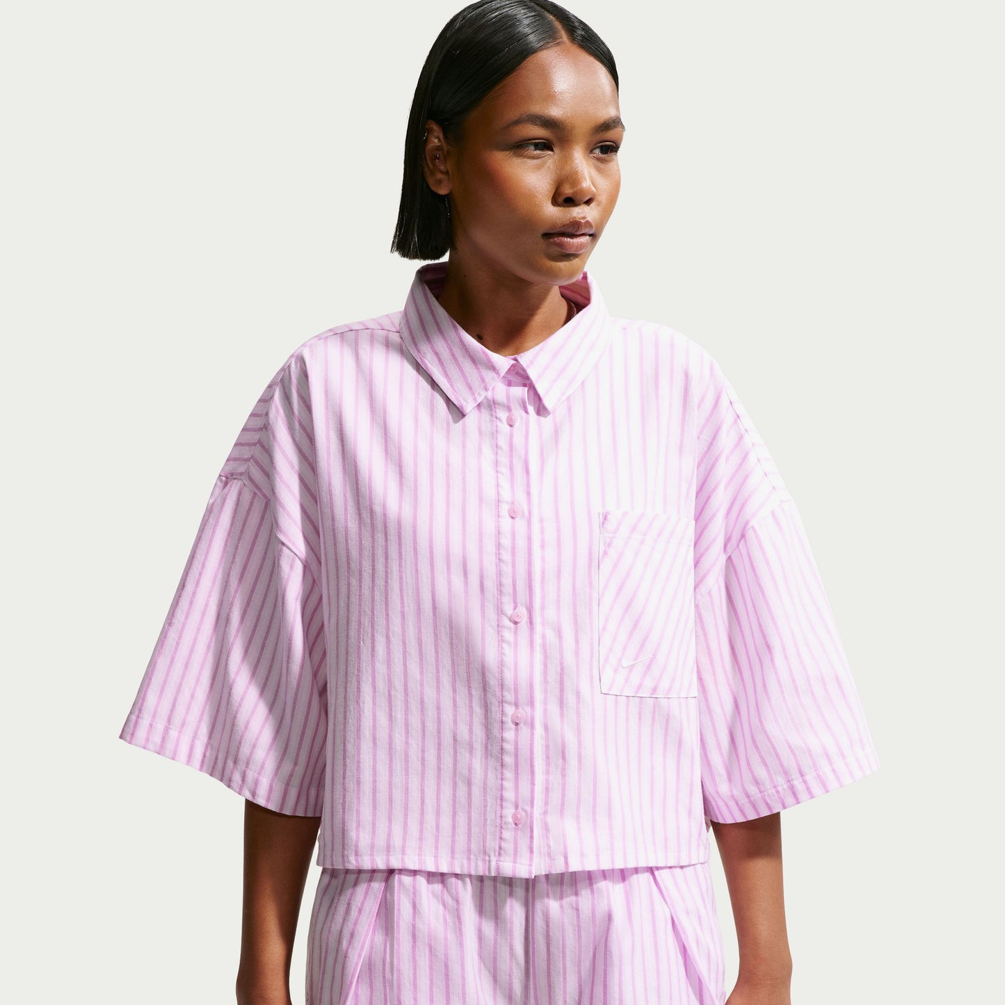 Nike Offline Woven Poplin Stripe Kadın Mor T-shirt