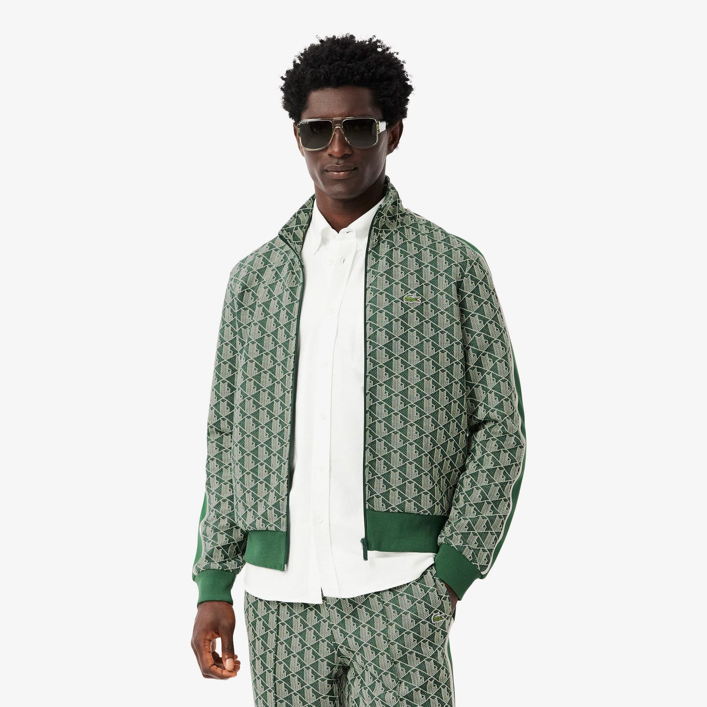 Lacoste Erkek Regular Fit Dik Yaka Monogram Yeşil Sweatshirt