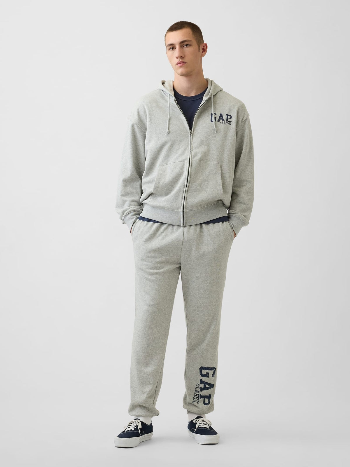 Gri Relaxed Gap Logo Fransız Havlu Kumaş Jogger Eşofman Altı