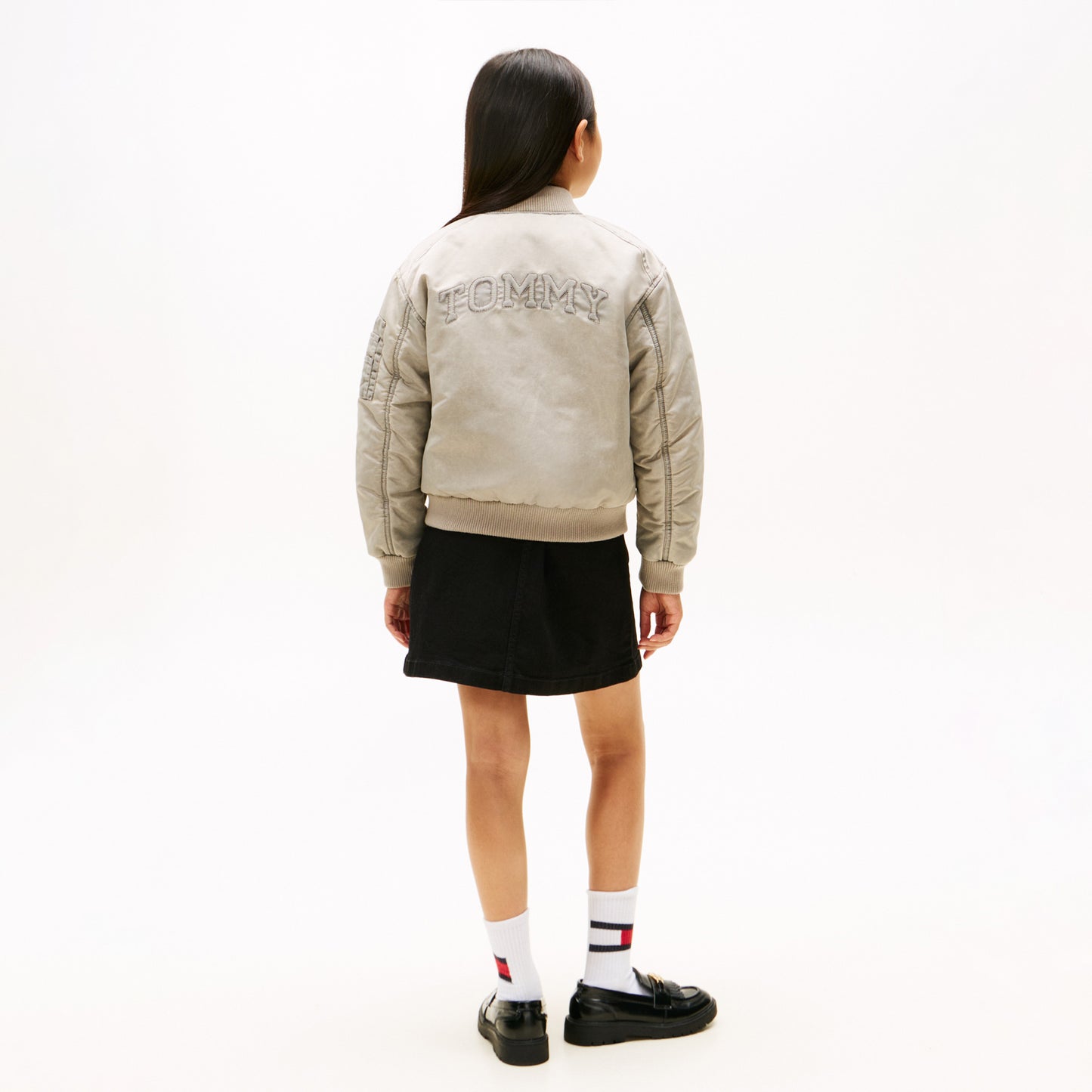 Tommy Hilfiger Washed Bomber Çocuk Bej Ceket