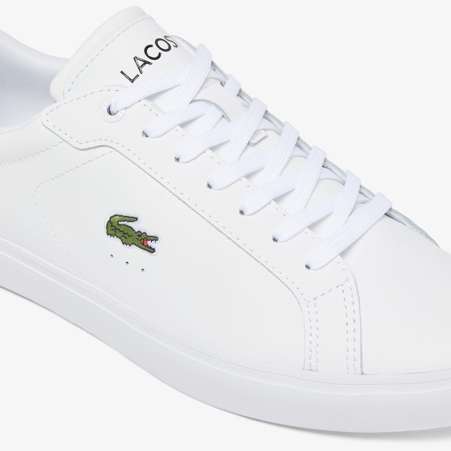 Lacoste Powercourt Leather Erkek Siyah Detaylı Beyaz Sneaker