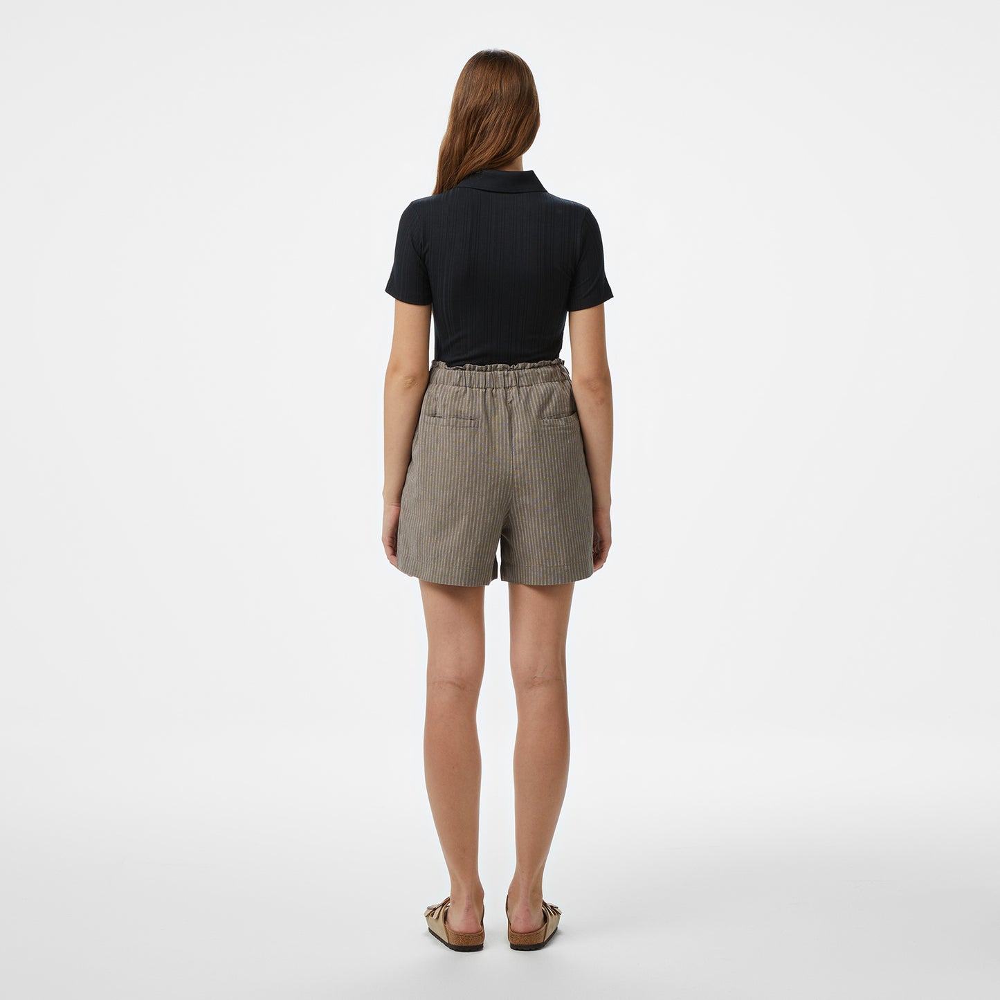 Nautica Relaxed Fit Çizgili Kadın Kahverengi Şort