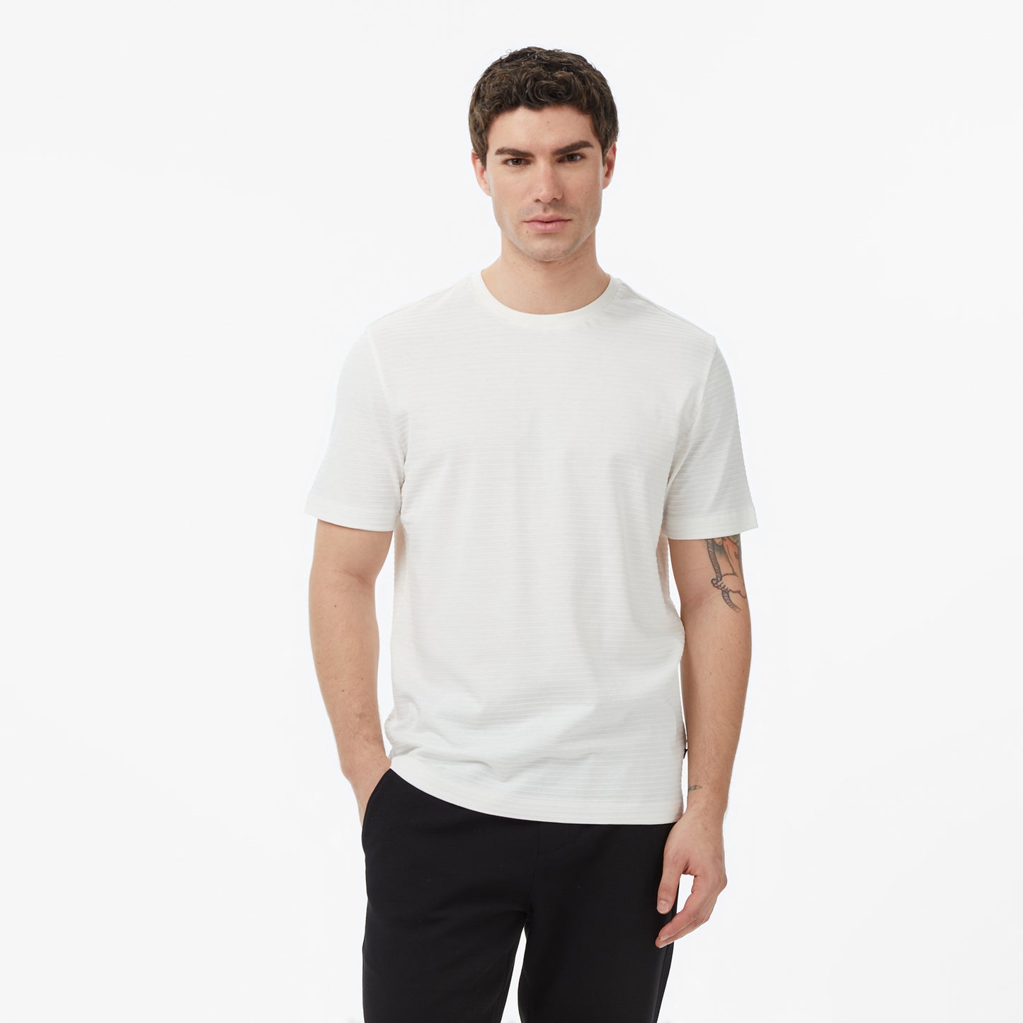 Nautica Erkek Krem Regular Fit Çizgili T-shirt