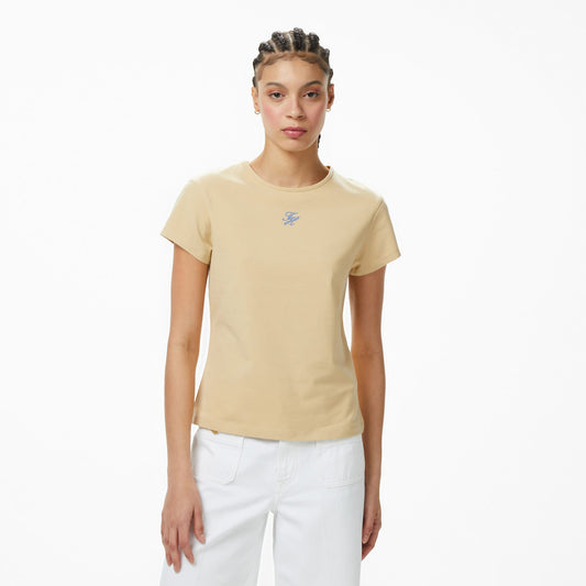 Tommy Hilfiger Emboss Kadın Bej T-shirt