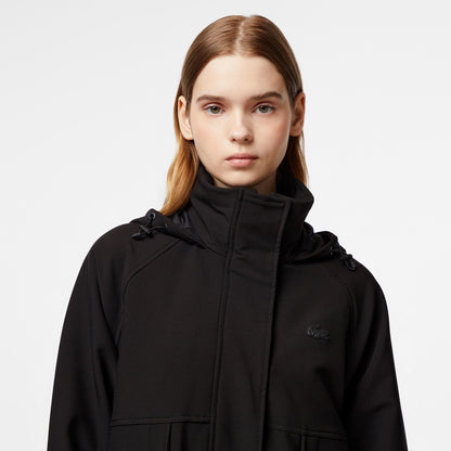 Lacoste Kadın Relaxed Fit Kapüşonlu Siyah Yağmurluk