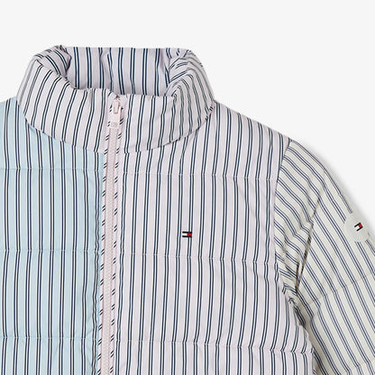Tommy Hilfiger Mixed Stripe Puffer Çocuk Pembe Mont