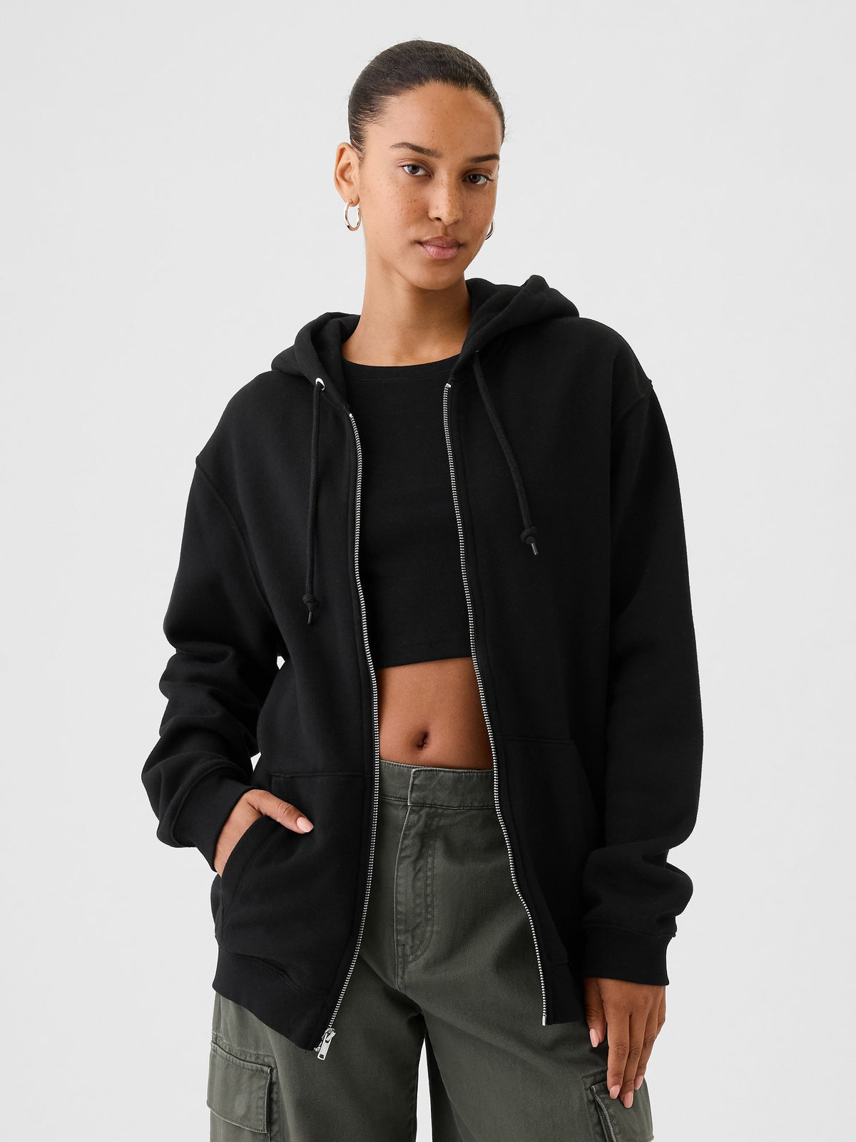 Siyah Vintagesoft Fermuarlı Sweatshirt