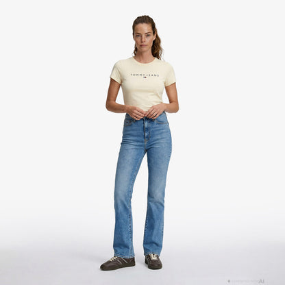 Tommy Hilfiger Linear Kadın Sarı T-shirt