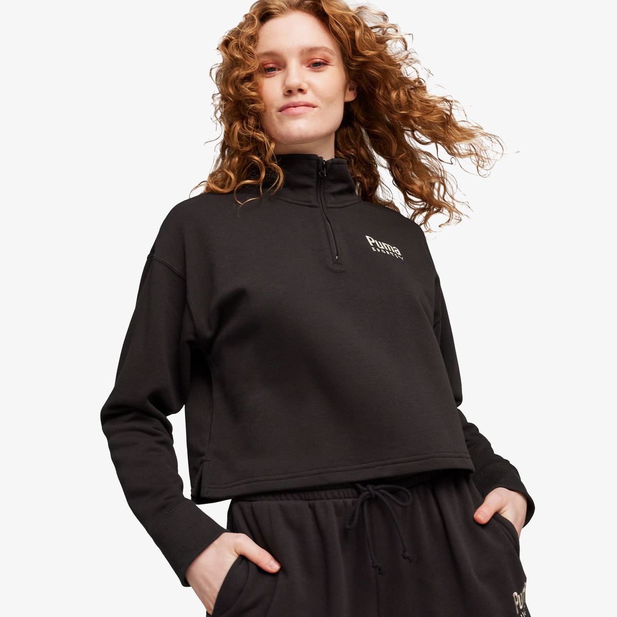 Puma Team Half Zip Crew Kadın Bej Sweatshirt