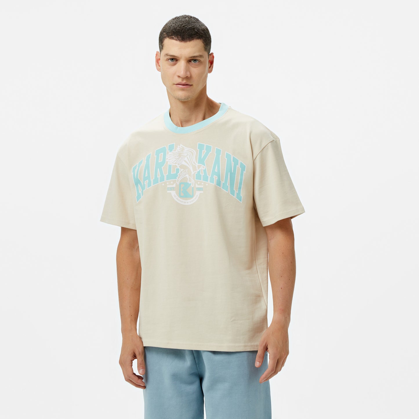 Karl Kani Og Eagle Print Erkek Krem T-shirt