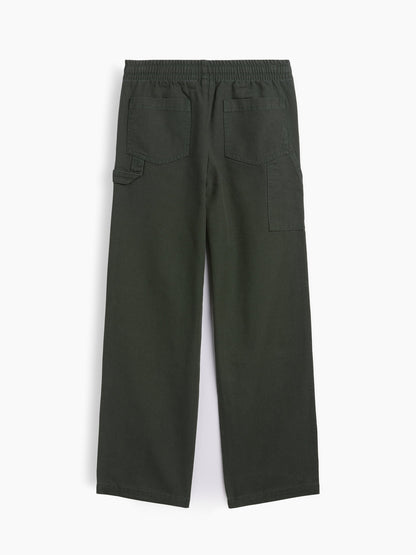 Koyu Yeşil Relaxed Pull-on Kanvas Carpenter Pantolon