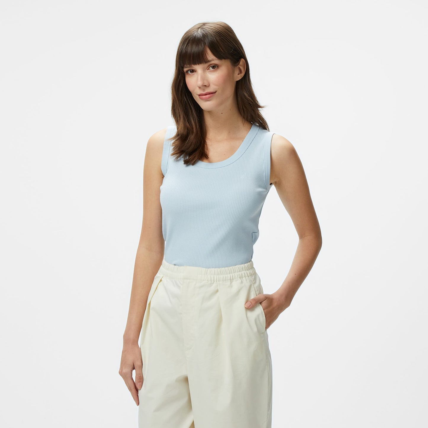 Nautica Kadın Mavi Slim Fit Kolsuz T-shirt