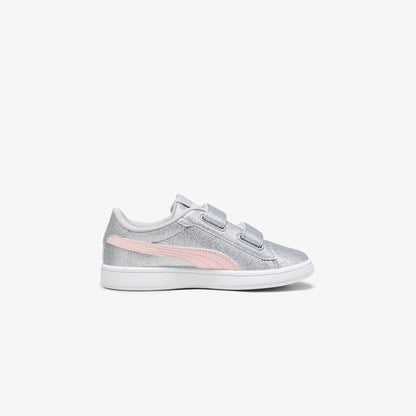 Puma Smash 3.0 Gliz Glam V Çocuk Gri Spor Ayakkabı