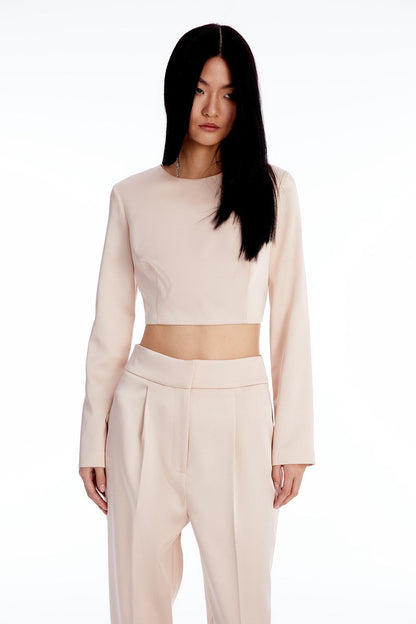 Crop Pudra Saten Bluz