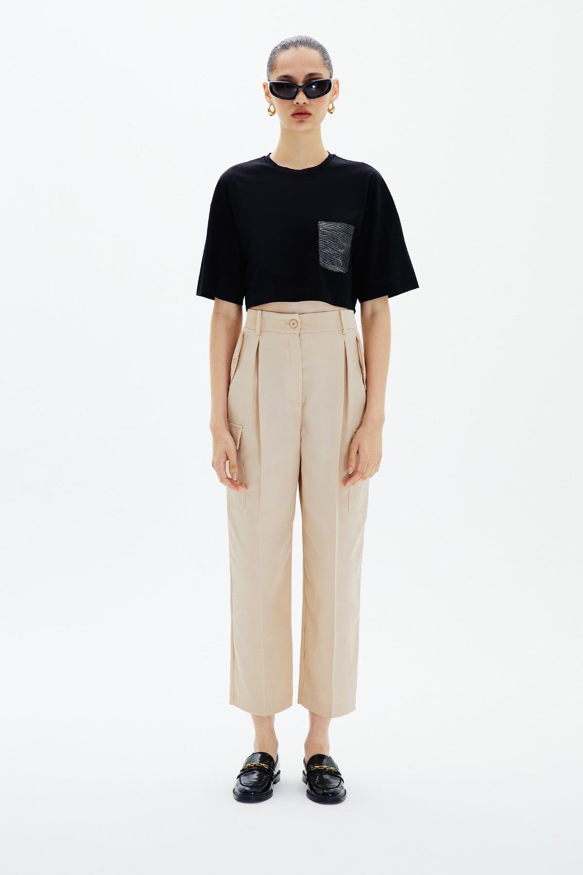 Crop Siyah Basic T-shirt