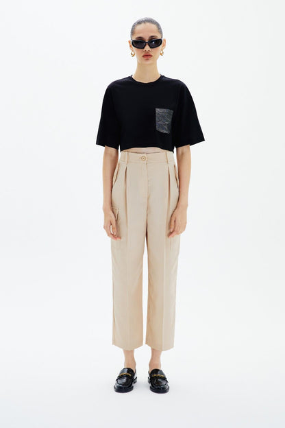 Crop Siyah Basic T-shirt