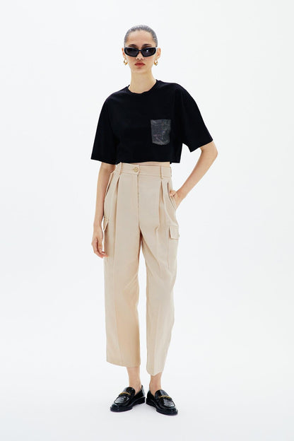Crop Siyah Basic T-shirt