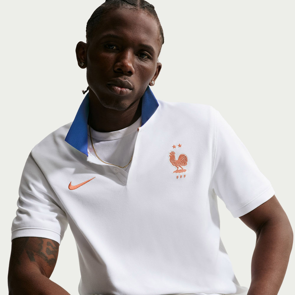 Nike Fransa The Dri-fıt 2.0 Erkek Beyaz Futbol Polo T-shirt