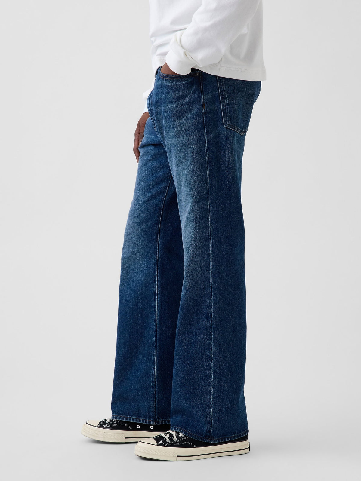 Koyu Mavi Loose Boot Jean Pantolon